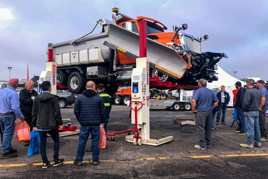 Snow Plow Truck on Mobile Column Lifts