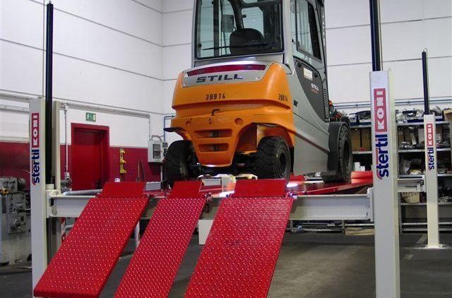 Forklift Lifting with Stertil-Koni Heavy Duty Platform Lifts